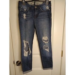 Rewash Brand Vintage Reunion Distressed Women's Stretch Jeans, Size 5/27